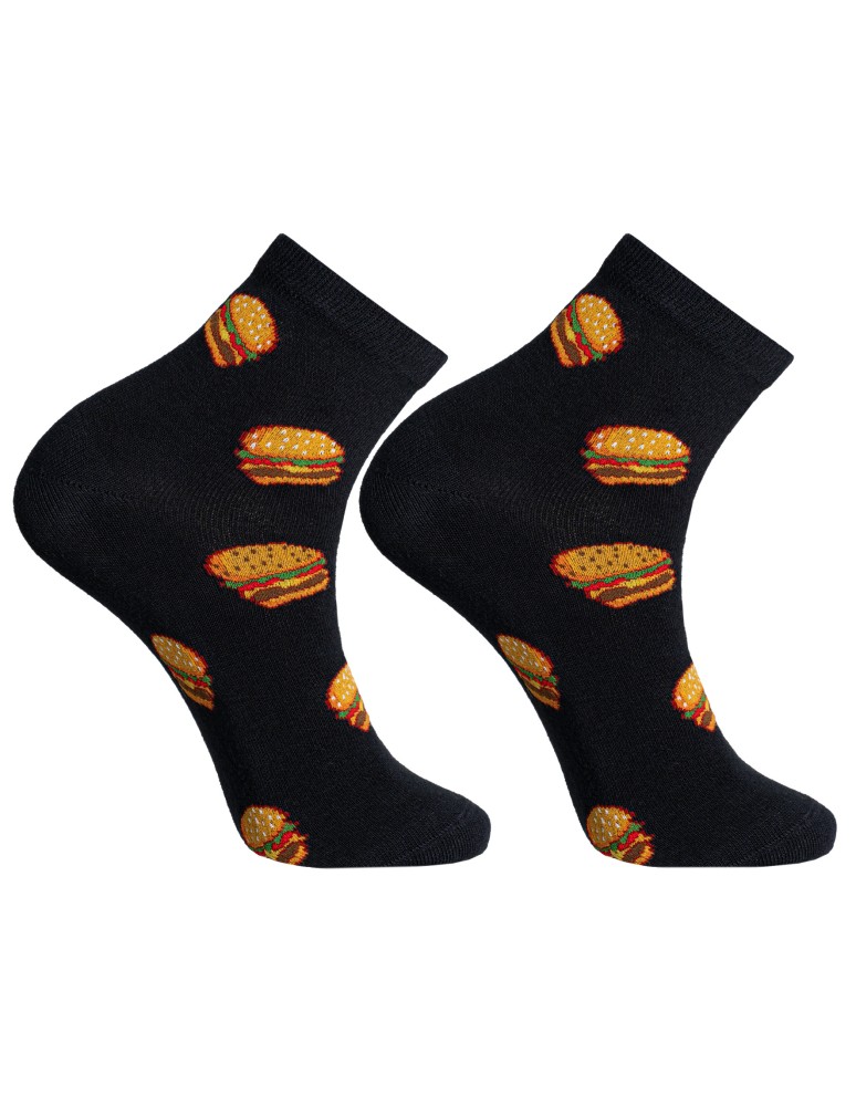 Skarpetki za kostkę - Skarpetki męskie bawełniane wzorzyste kolorowe z motywem Fast Food 3-pak WIELOKOLOROWY  - produkt moraj.pl 3