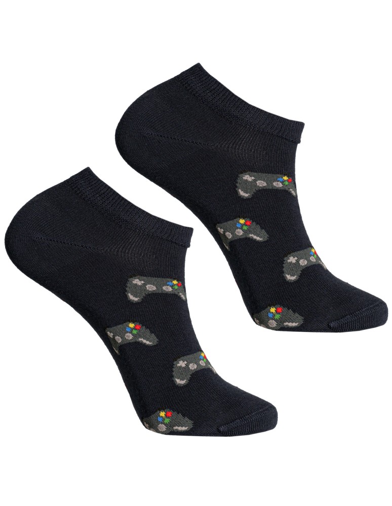 Stopki klasyczne - Stopki męskie bawełniane wzorzyste z motywem gitary i pada do gier 3-pak WIELOKOLOROWY  - produkt moraj.pl 3