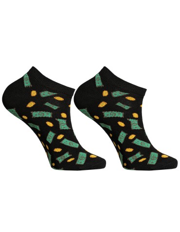 Stopki klasyczne - Skarpetki męskie stopki bawełniane kolorowe wzór w banknoty 3-pak WIELOKOLOROWY - produkt 3