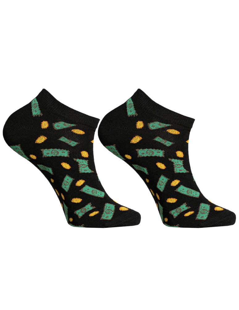 Stopki klasyczne - Skarpetki męskie stopki bawełniane kolorowe wzór w banknoty 3-pak WIELOKOLOROWY  - produkt moraj.pl 3