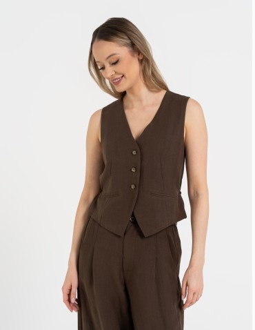 Kamizelka damska casual krótka garniturowa z regulacją z tyłu