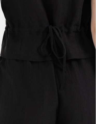 Kamizelki damskie - Kamizelka damska casual krótka garniturowa z regulacją z tyłu CZARNY - produkt 5