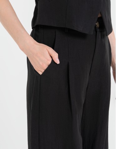 Spodnie damskie z szeroką nogawką typu wide leg z lyocellu  - produkt 2