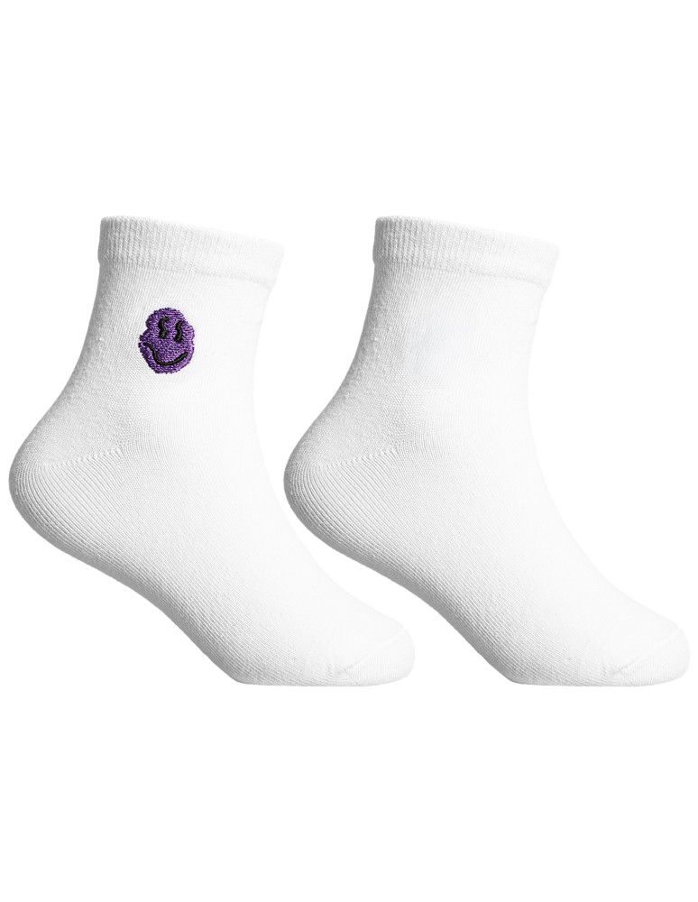 Długie - Skarpetki chłopięce długie bawełniane z haftowaną uśmiechniętą buźką 4-pak WIELOKOLOROWY  - produkt moraj.pl 3