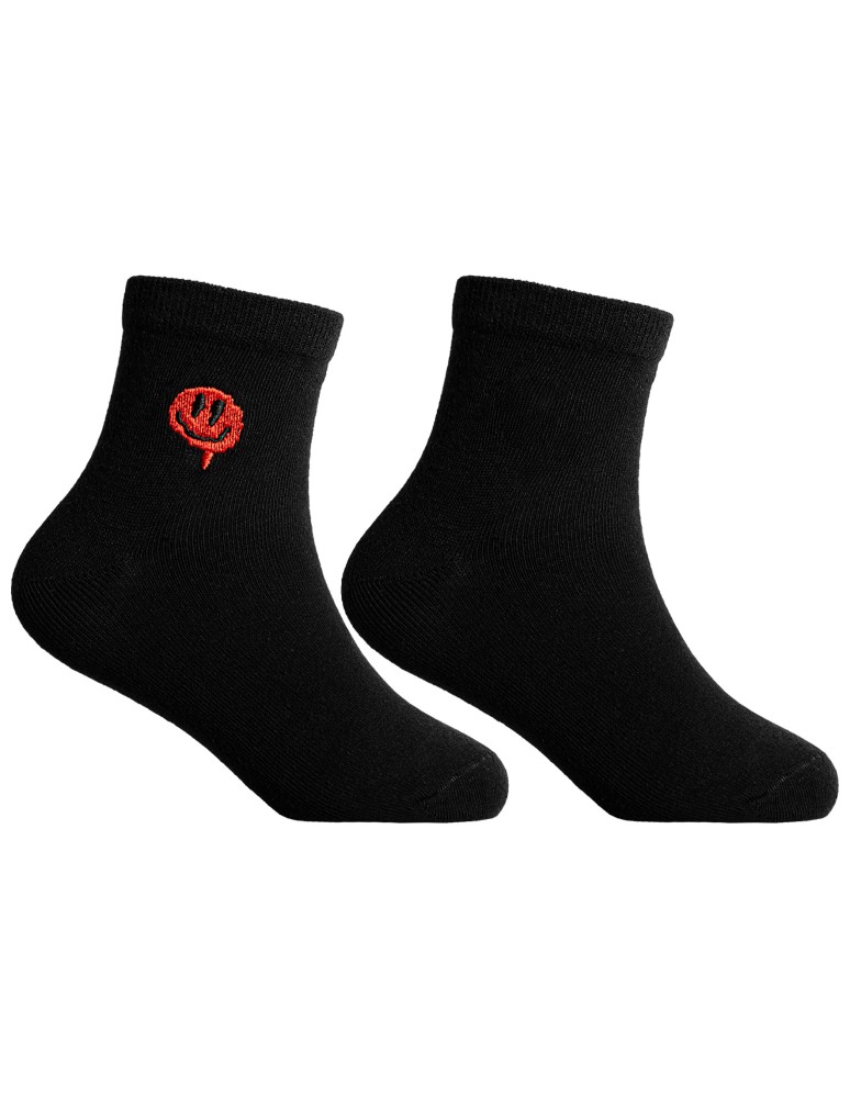 Długie - Skarpetki chłopięce długie bawełniane z haftowaną uśmiechniętą buźką 4-pak WIELOKOLOROWY  - produkt moraj.pl 4