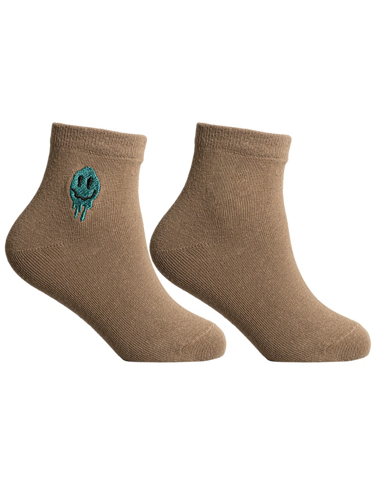 Długie - Skarpetki chłopięce długie bawełniane z haftowaną uśmiechniętą buźką 4-pak WIELOKOLOROWY  - produkt moraj.pl 6