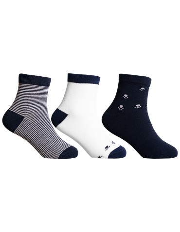 Chłopięce skarpetki długie bawełniane z motywem psich łapek 3-pak