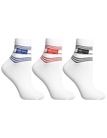 Skarpetki damskie bawełniane w stylu marynarskim 3-pak