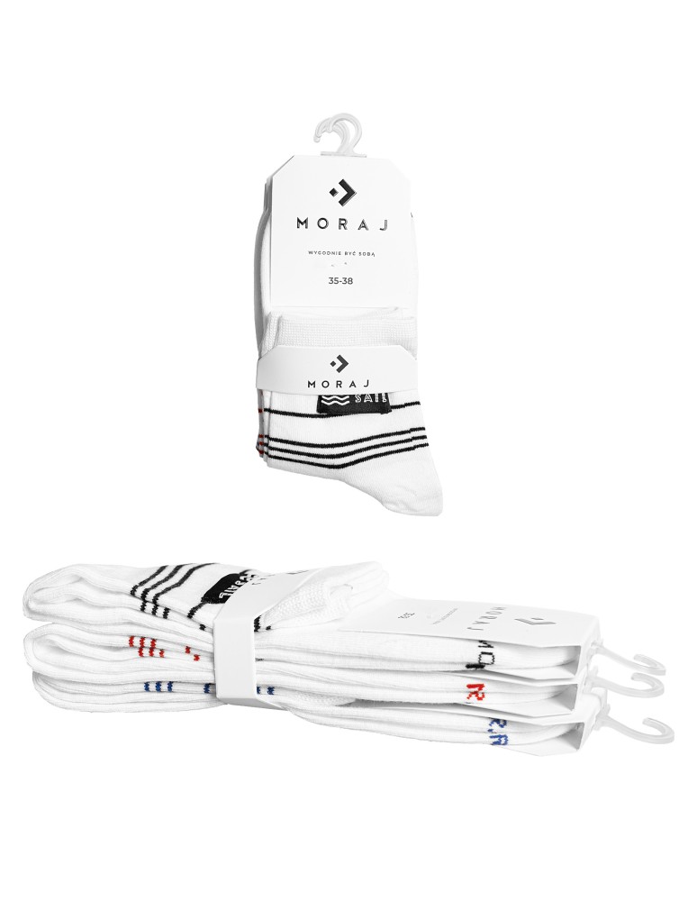 Skarpetki za kostkę - Skarpetki damskie bawełniane w stylu marynarskim 3-pak WIELOKOLOROWY  - produkt moraj.pl 5