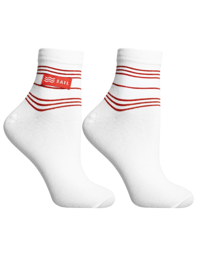 Skarpetki za kostkę - Skarpetki damskie bawełniane w stylu marynarskim 3-pak WIELOKOLOROWY  - produkt moraj.pl 3