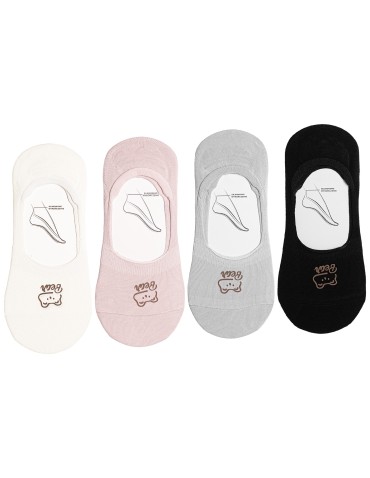 Niskie stopki - Niskie stopki damskie bawełniane skarpetki z motywem misia 4-pak WIELOKOLOROWY - produkt 6