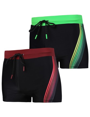 Kąpielówki - Męskie kąpielówki wiązane w pasie elastyczne wykończenie na basen ZIELONY - produkt 3