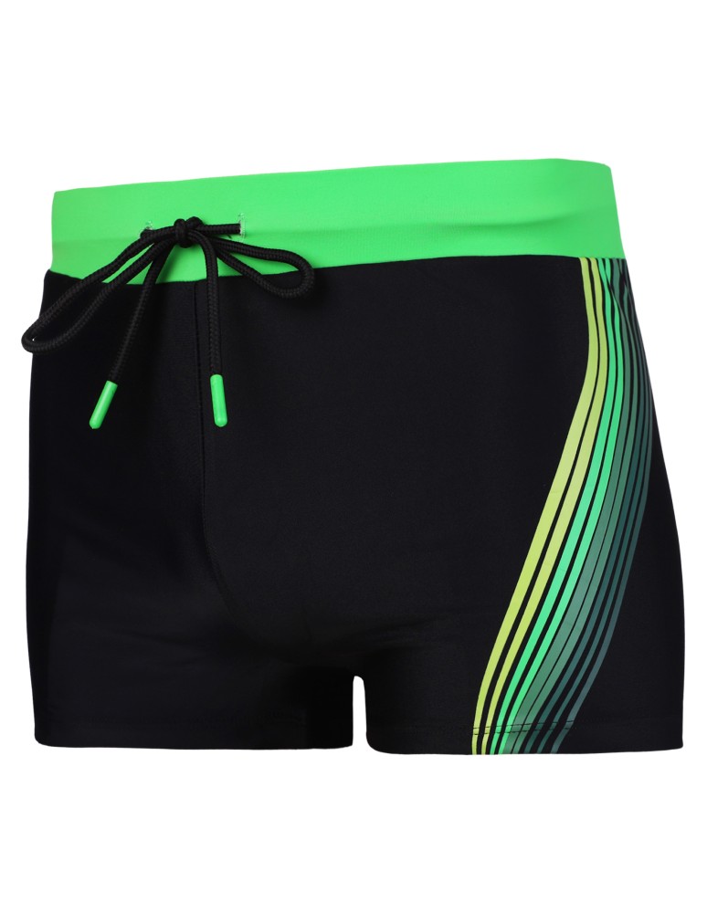 Kąpielówki - Męskie kąpielówki wiązane w pasie elastyczne wykończenie na basen ZIELONY  - produkt moraj.pl 2