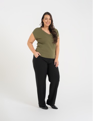 Koszulki i T-shirty - Bluzka damska bawełniana o luźnym fasonie KHAKI - produkt 5