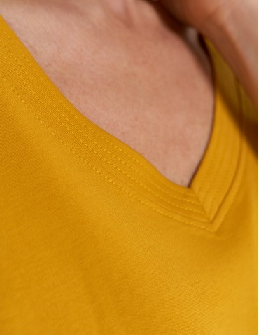 Koszulki i T-shirty - Bluzka damska bawełniana o luźnym fasonie ŻÓŁTY - produkt 13