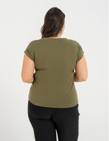 Koszulki i T-shirty - Bluzka damska bawełniana o luźnym fasonie KHAKI - produkt 10
