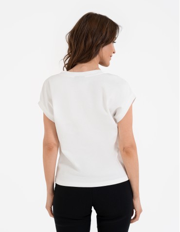 Koszulki i T-shirty - Bluzka damska bawełniana o luźnym fasonie BIAŁY - produkt 6