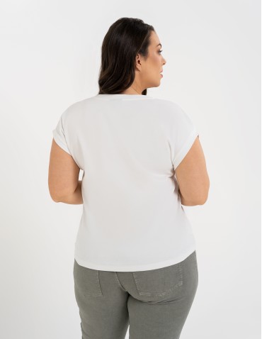 Koszulki i T-shirty - Bluzka damska bawełniana o luźnym fasonie BIAŁY - produkt 12