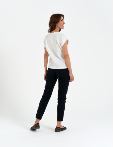 Koszulki i T-shirty - Bluzka damska bawełniana o luźnym fasonie BIAŁY - produkt 17