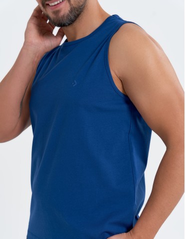 Tank Topy - Tank top męski bawełniany koszulka bez rękawów GRANATOWY - produkt 4