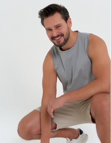 Tank Topy - Tank top męski bawełniany koszulka bez rękawów SZARY - produkt 5