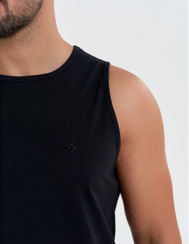 Tank Topy - Tank top męski bawełniany koszulka bez rękawów CZARNY - produkt 4