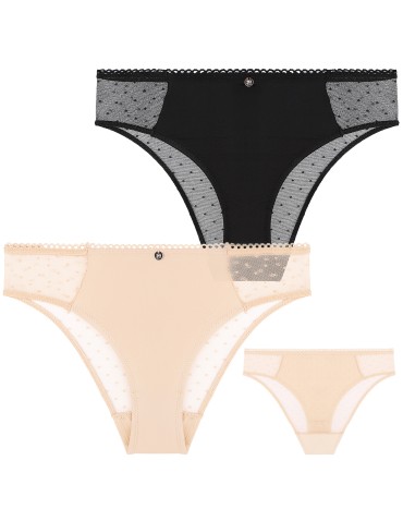Majtki damskie figi bikini wysokiej jakości z koronkowym tyłem 2-pak