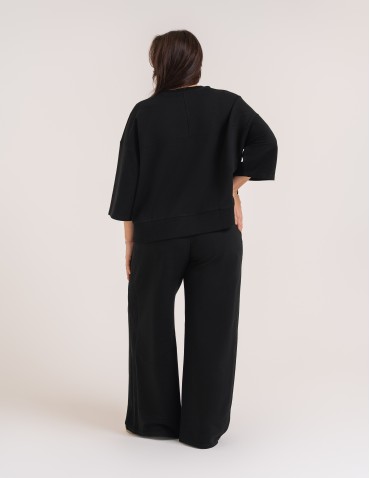 Bluzy dresowe - Bluza dresowa damska o luźnym kroju bez kaptura CZARNY - produkt 8