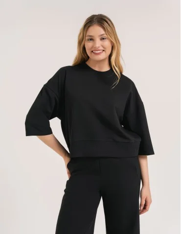 Bluza dresowa damska o luźnym kroju bez kaptura  - produkt 2