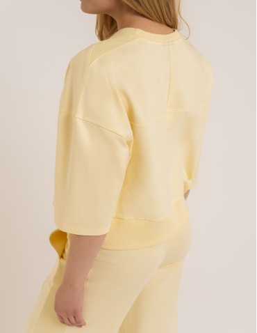 Bluzy dresowe - Bluza dresowa damska o luźnym kroju bez kaptura ŻÓŁTY - produkt 13