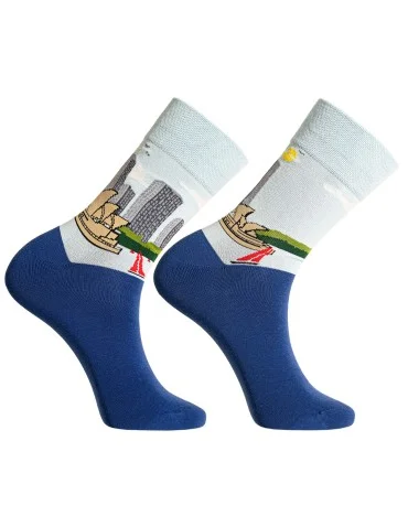 Długie skarpety męskie bawełniane eleganckie kolorowe na prezent 5-pak - WIELOKOLOROWY  - produkt 2