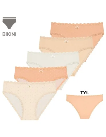 Majtki damskie bawełniane bikini pastelowe kolory klasyczny zestaw 5-pak