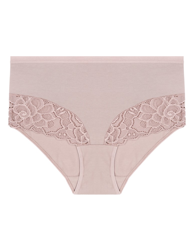 Majtki figi - Majtki damskie maxi bikini bawełniane z wysokim stanem i kwiatową koronką 4-pak WIELOKOLOROWY  - produkt moraj.pl 5