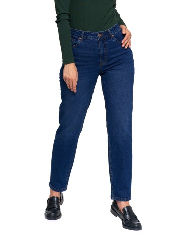 Damskie spodnie jeansowe mom fit - GRANATOWY  - produkt 2