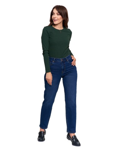 Damskie spodnie jeansowe mom fit - GRANATOWY