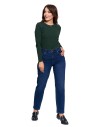 Damskie spodnie jeansowe mom fit GRANATOWY