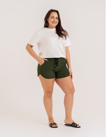 Szorty damskie letnie - Damskie szorty na gumce z wiązaniem KHAKI - produkt 6