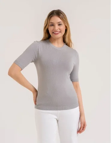 Sweter damski z krótkim rękawem z wiskozą