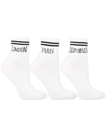 Bawełniane skarpetki damskie do sneakersów napisy miasta 3-pak
