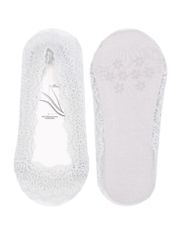 Mikrostopki - Skarpetki damskie koronkowe mikrostopki eleganckie do balerinek zestaw 3-pak WIELOKOLOROWY - produkt 5