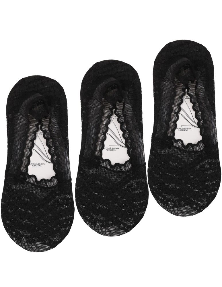 Niskie stopki - Skarpetki damskie eleganckie koronkowe do balerin 3-pak CZARNY - produkt moraj.pl 1