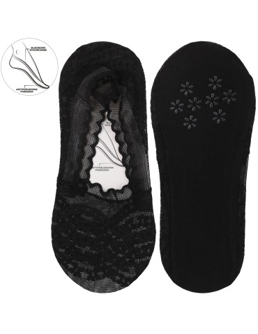 Niskie stopki - Skarpetki damskie eleganckie koronkowe do balerin 3-pak CZARNY - produkt 4