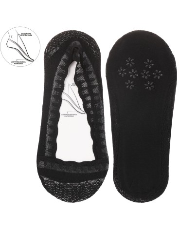 Mikrostopki - Skarpetki damskie do czółenek z elegancką koronką 3-pak WIELOKOLOROWY - produkt 3