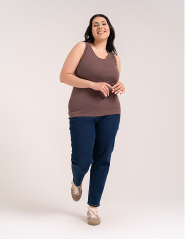 Koszulki i T-shirty - Koszulka damska na ramiączkach Tank-Top bawełniana Plus Size GRANATOWY - produkt 78