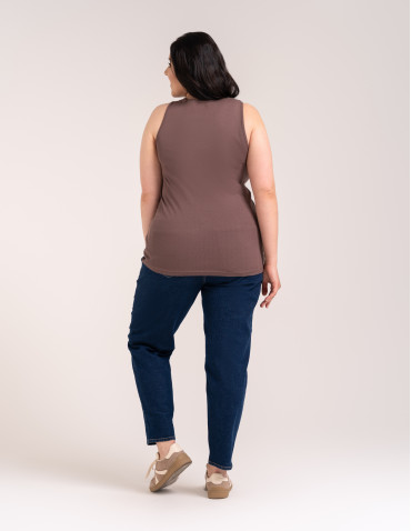 Koszulki i T-shirty - Koszulka damska na ramiączkach Tank-Top bawełniana Plus Size GRANATOWY - produkt 80