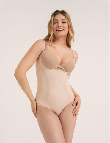 Body - Body modelujące damskie mocno kompresyjne z odpinanymi ramiączkami BEŻOWY - produkt 3