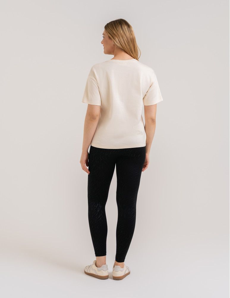 Legginsy damskie - Damskie legginsy ocieplane z szeroką gumą w pasie CZARNY  - produkt moraj.pl 4