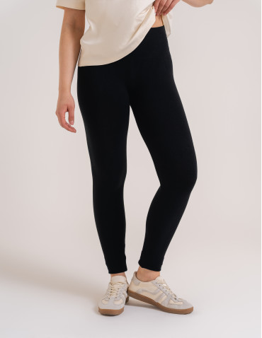 Legginsy damskie - Legginsy damskie ocieplane z wysokim stanem i szerokim pasem CZARNY - produkt 2