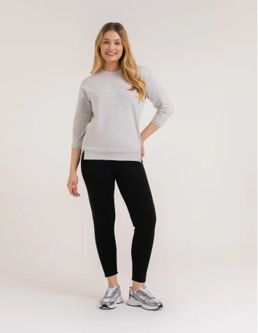 Ocieplane legginsy damskie z wysokim stanem - CZARNY