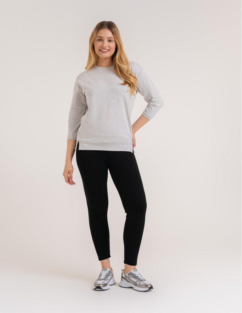 Ocieplane legginsy damskie z wysokim stanem CZARNY